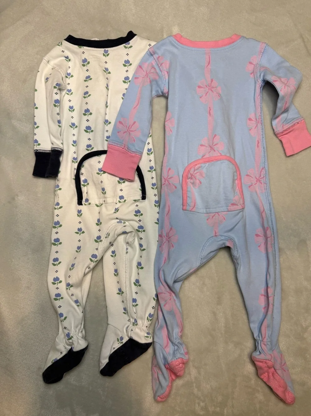 The Beaufort Bonnet Company Lot of 2 Footie Pajamas Baby Girl Sz 3-6 month